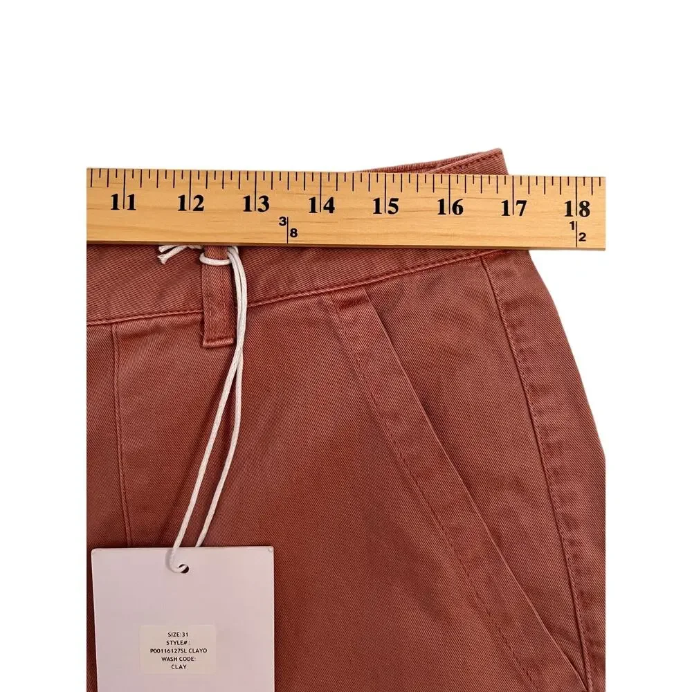 PISTOLA Sasha High Rise Utility Carpenter Flared Wide Leg Pants in Clay 31